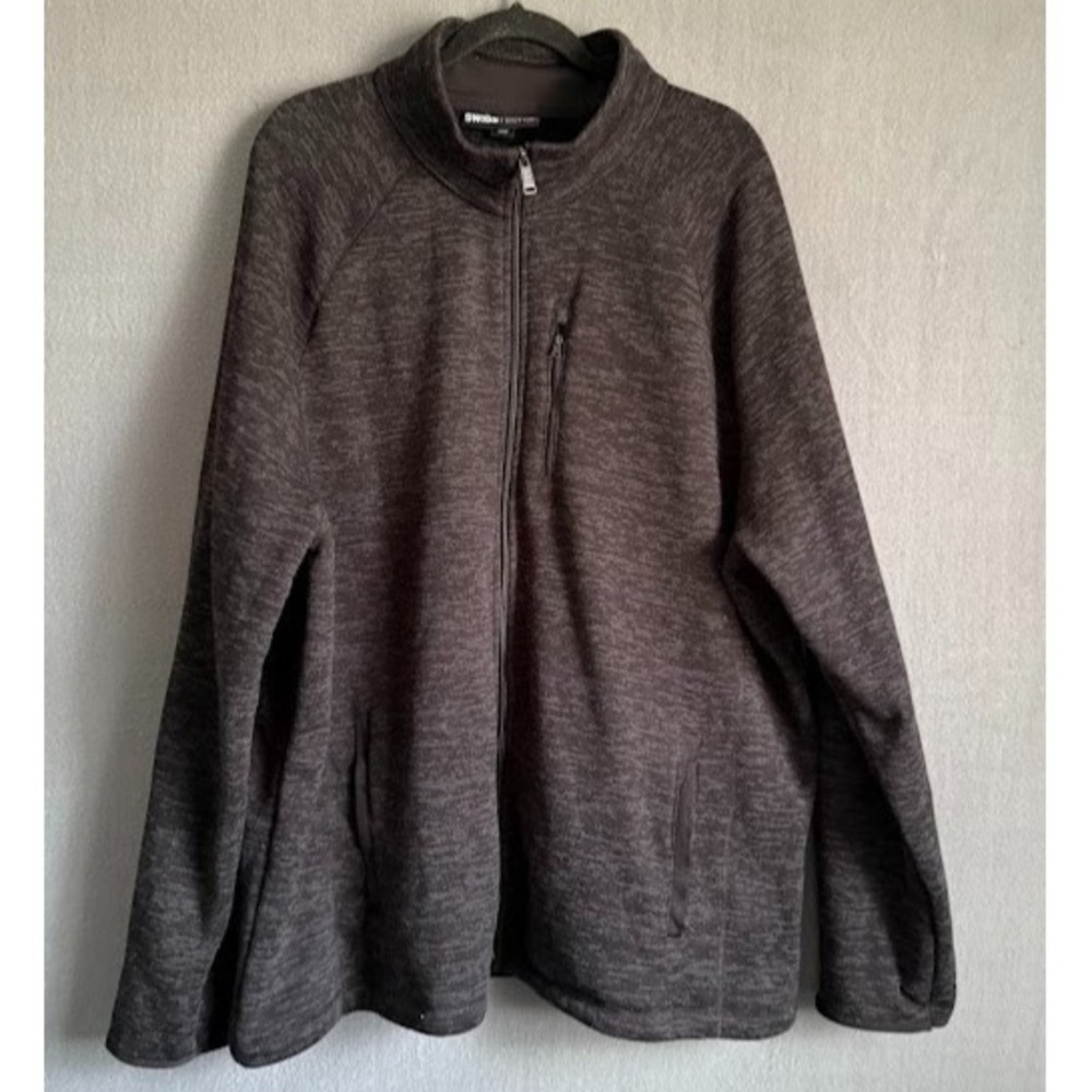 SwissTech Jacket Men 2XL Black Heather Fleece‎ Lined Full Zip Pockets Outdoor